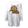 thumbnail image 4 of Odeerbi Halloween Vintage Pumpkin Shirts for Women Retro Graphic Blouse Fashion Printing Loose T-shirt Three Quarter Sleeve Round Neck Casual Tops White, 4 of 5
