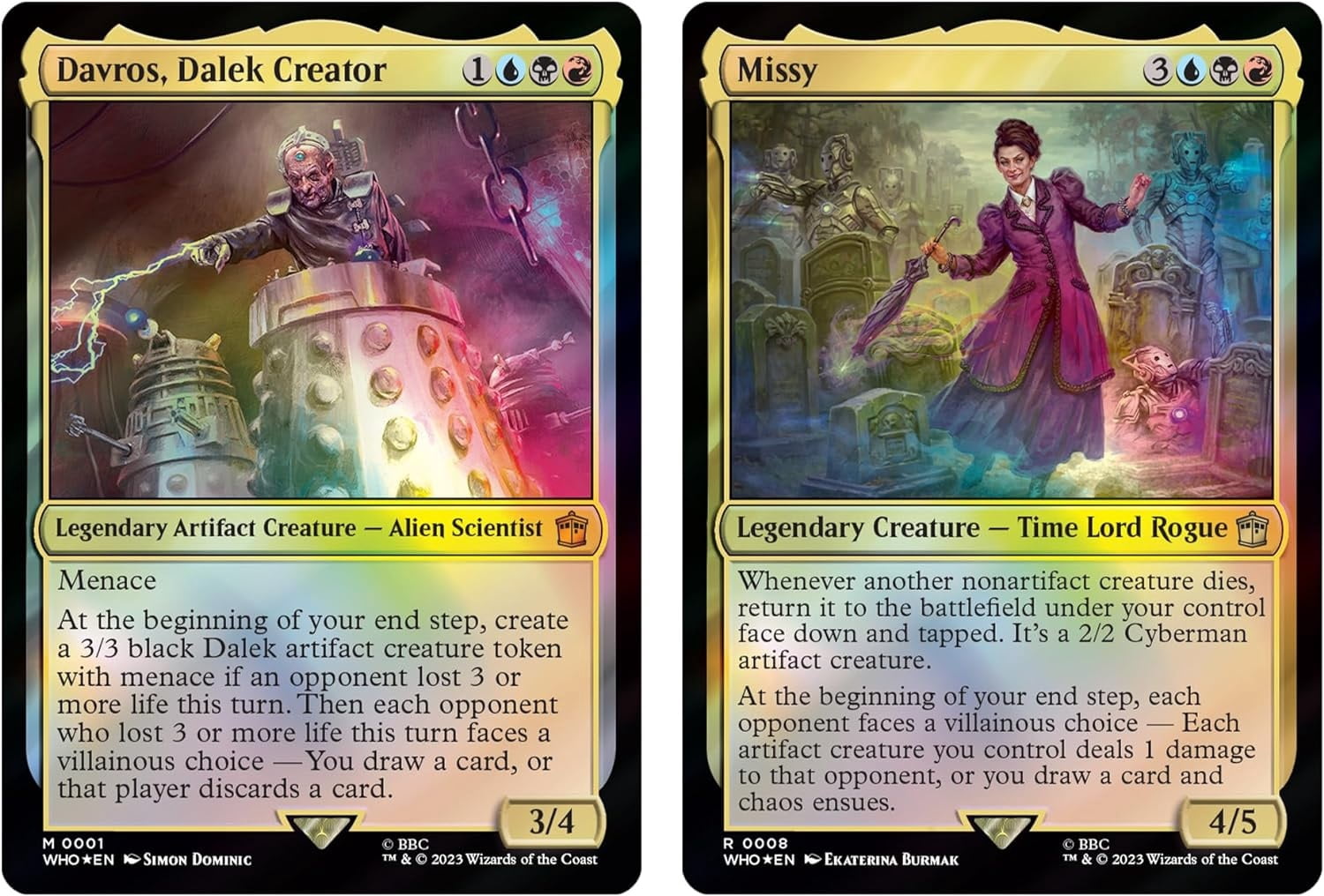 Magic: The Gathering Doctor Who Commander Deck - Masters of Evil (100-Card Deck, 2-Card Collector Booster Sample Pack + Accessories)