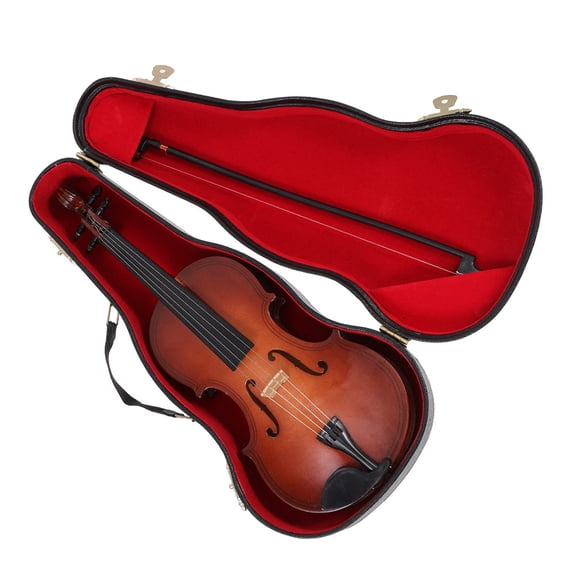 Soimiss 1 Set Miniature Violin Model Dark Red Plastic Adornment for Friends Family Members