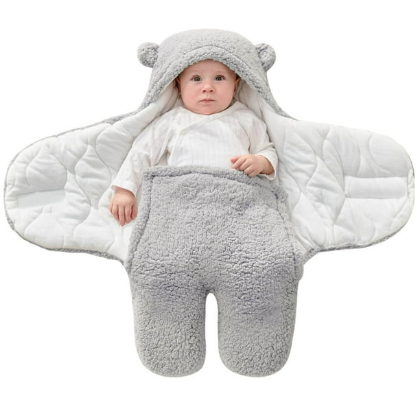 Saco de dormir de osito de peluche para bebé, 2,0 tog, forro suave para recién nacidos, saco de dormir ajustable, manta para bebés, bebés recién nacidos, unisex, gris, M (3-6 meses)