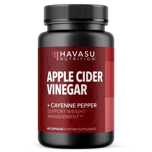 Havasu Nutrition Apple Cider Vinegar Capsules with Cayenne Pepper, Daily Wellness Support, 60 Capsules