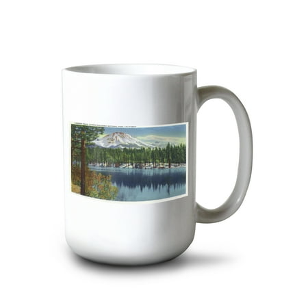 

15 fl oz Ceramic Mug Mount Lassen National Park California View of Mt. Lassen from Lake Dishwasher & Microwave Safe