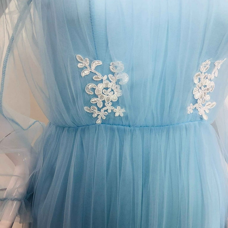 KUNAIK Prom Dress Clearance Bridesmaid Dresses Women s Cute Solid Color Long Sleeve Slash Neck Fashion Gauze Dress 1 PC Dress Blue XXL Walmart