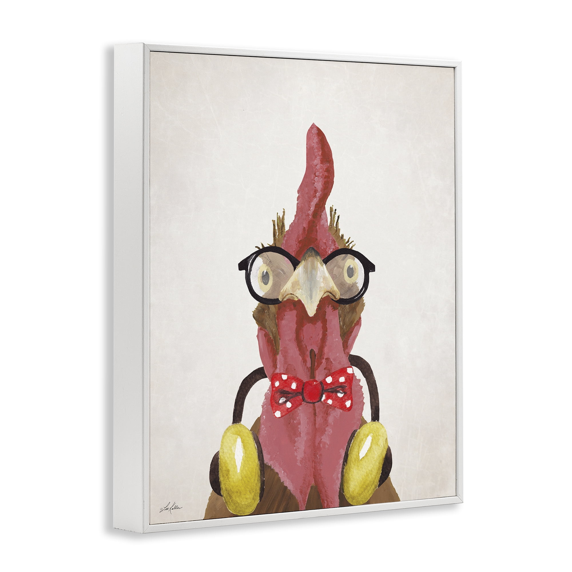Stupell Industries Hipster Bird & Headphones Animals & Insects Painting White Framed Art Print Wall Art, 24 x 30