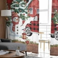 thumbnail image 4 of Red Plaid Christmas Semi Sheer Curtains 108 Inch Length 2 Panels Set, Snowman Truck Xmas Tree Snowflake Sheer Kitchen Curtain Privacy Voile Window Curtain for Living Room Bedroom Rod Pocket Drapes, 4 of 7
