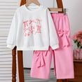thumbnail image 3 of Owordtank Toddler Baby Girl Fall Winter Outfits Long Sleeve Cute Bow Crewneck Sweatshirt + Pants Set Infant Clothes, 3 of 8