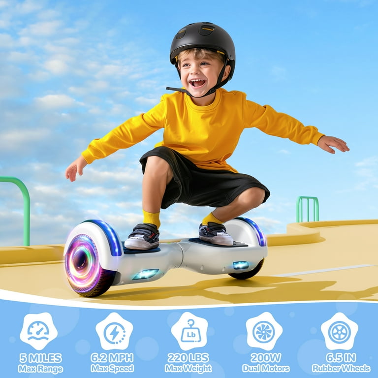 LIEAGLE 6.5 Bluetooth Hoverboard with LED Lights Self Balancing Electric Scooter 24V 10MPH for Kids and Adults White Walmart