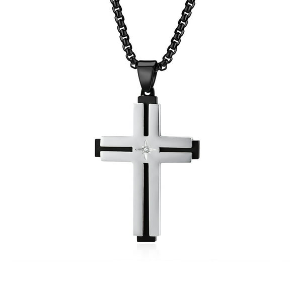 Cross Necklaces for Men Stainless Steel Cross Pendant Chain Christian Religious Birthday Jewelry Gifts