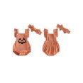 thumbnail image 2 of Cjfdfy Newborn Baby Girl Boy Halloween Outfit Corduroy Romper Overalls Fall Clothes Witch Pumpkin Embroidered Ruffled Square Neck Overalls Bodysuit Playsuit Headband Set, 2 of 9