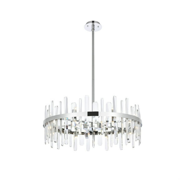 Serena 32 inch crystal round chandelier in chrome