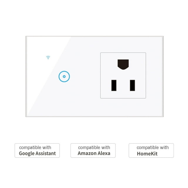 Interrupteur Intelligent, Voix Compatible avec Interrupteur Wi‐Fi Interrupteur avec 1 Télécommande Voix Prise d'Interrupteur Wi‐Fi Compatible avec 95‐250V Wi‐Fi Application Murale Télécommande Interrupteur Voix 95‐250V Application