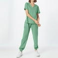 thumbnail image 2 of MLQIDK Womens Scrubs Plus Size Medical Uniforms Stretchy V Neck Yoga Scrub Pants and Tops Nursing Uniforms Scrub Set Uniformes De Enfermeras De Mujer Light Green S, 2 of 9