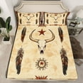 thumbnail image 2 of Feelyou Hippie Sheep Skull Twin Sheet Sets for Men, Vintage Western Bohemian Twin Fitted Sheet, Texas Stars Flat Sheet, Lightweight Room Decor, 3 Pieces, 2 of 7
