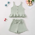thumbnail image 2 of enyan Outfits for Toddler Girls Baby Girl Clothes Newborn Romper Dress Infant Lace Ruffle Sleeveless Summer Outfits with Headband,Light Green,2-3 Years, 2 of 6