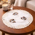 thumbnail image 6 of Doily Boutique Christmas Embroidered Round Fabric Doily with a Snowman on Antique White Material Size 23 inches, 6 of 6