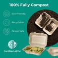 thumbnail image 3 of 100 Pack 9x6 Inch Compostable Bagasse Take Out Food Containers with Lids, 3 of 7