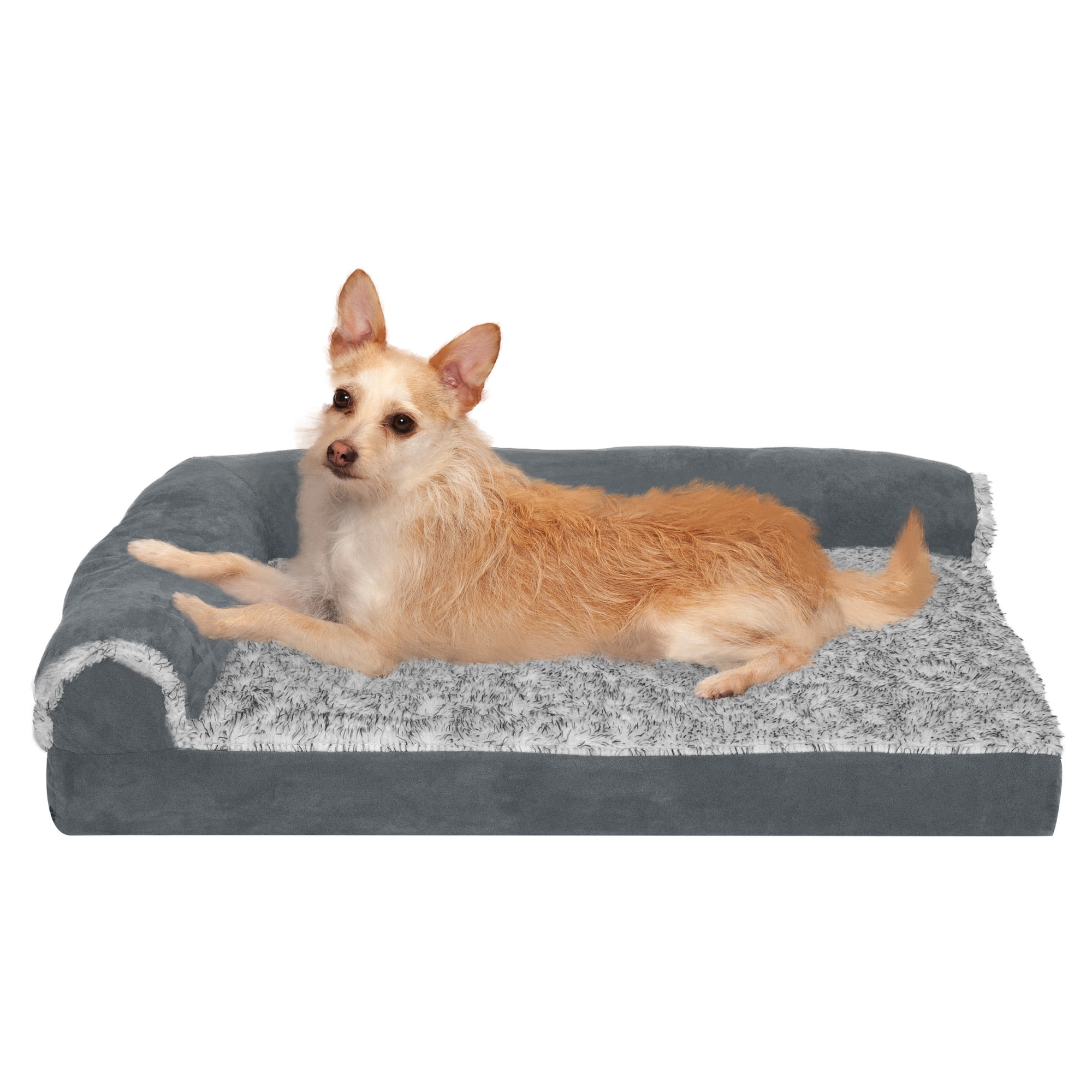 Photo 1 of FurHaven Two-Tone Deluxe Chaise Orthopedic Dog Bed w/Removable Cover, Stone Gray, Medium