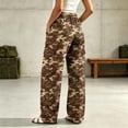 thumbnail image 5 of BaoFuBaoMei Camo Cargo Pants for Women Plus Size Wide Leg Drawstring High Waisted Trousers with Pockets Bottoms Hiking Streetwear, 5 of 7
