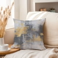 thumbnail image 3 of Ethan Taylor Abstract Throw Pillow Soft Cushion Cover 'Celestial Dreamscapes Paint Brush Strokes Modern' Transitional Pattern Decorative Square Accent Pillow Case, 16x16 Inches, Gray, Gold, 3 of 5