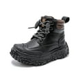 thumbnail image 6 of Dakaela Boys Hiking Snow Boots Little Kid High Top Dress Shoes Toddler Lace Up Non Slip Loafers Walking Ankle Work Booties Black, 6 of 7