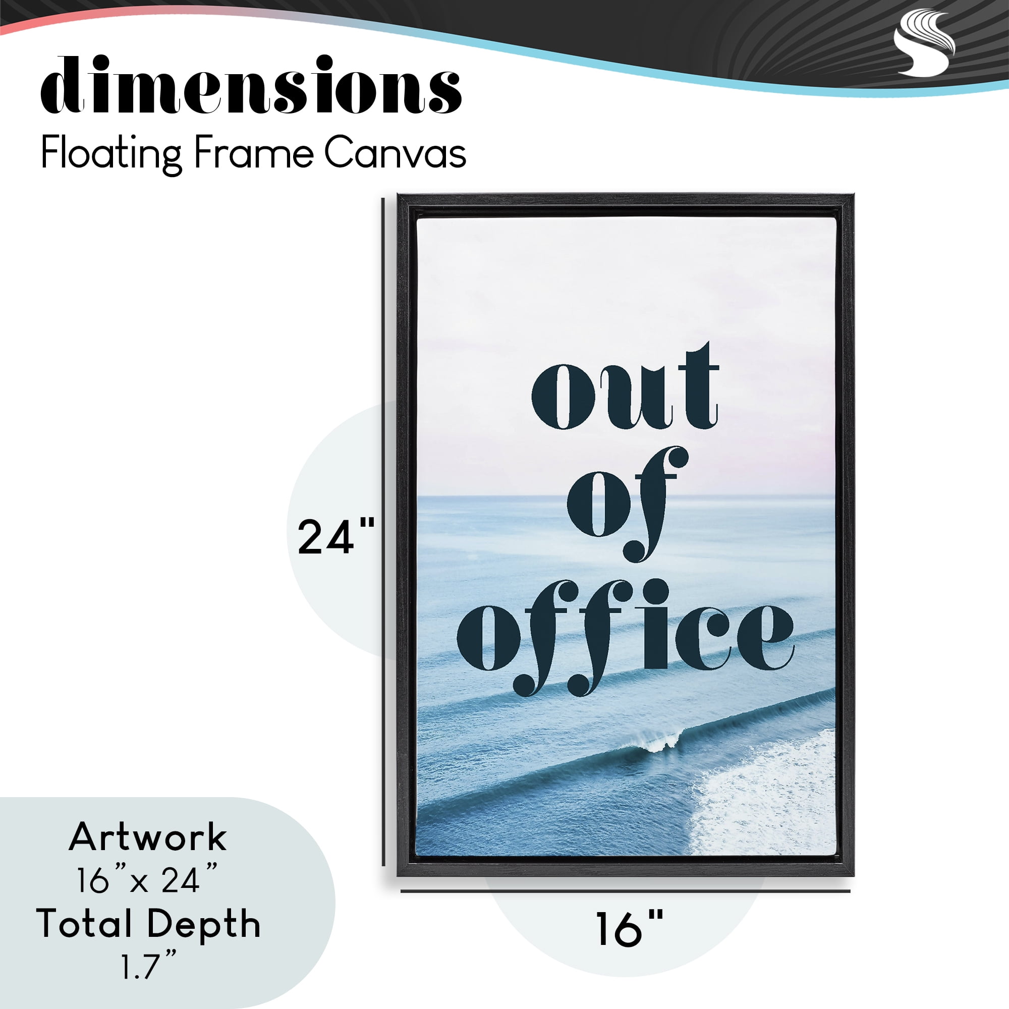 Out of Office Ocean Waves Black Framed Floater Canvas Wall Art, design by Lil' Rue