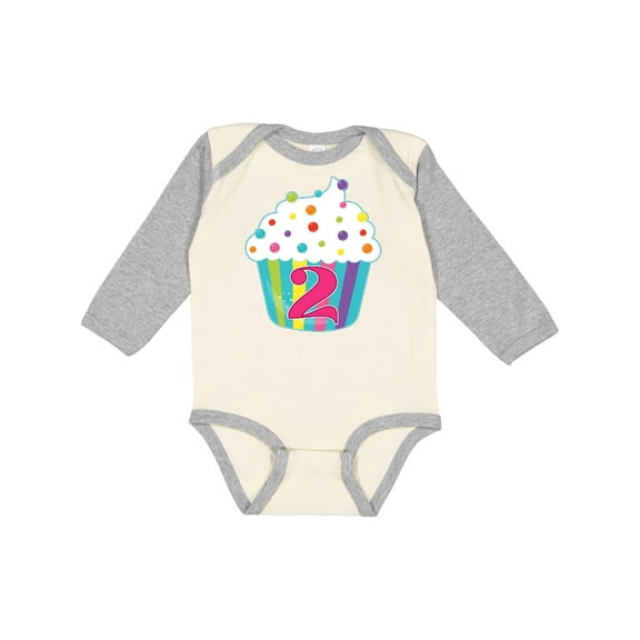 Inktastic 2nd Birthday cupcake Boys or Girls Long Sleeve Baby Bodysuit