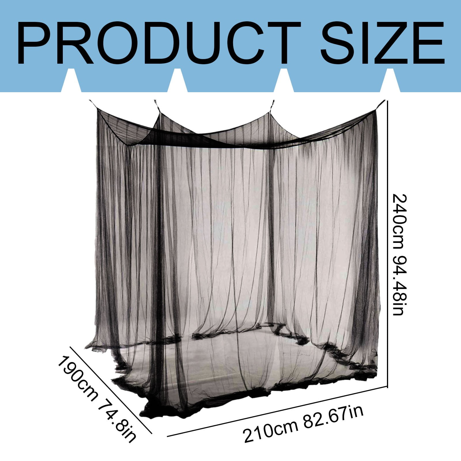 4-Corner Pillar Bed Canopy Curtains Polyester Curtains Color:Black Material:Nylon,Spandex
