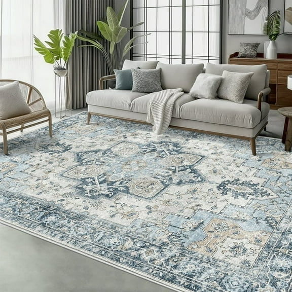 KUETH 8'x10' Area Rugs for Living Room, Ultra Thin Indoor Machine Washable Rugs for Bedroom Dining Room