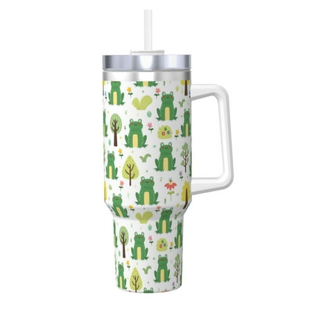 

Cauagu Funny Toad Print Stainless Steel Vacuum Insulated Tumbler 40oz Water Bottle with Handle & Flip Straw Reusable Travel Coffee Mug for Women & Men