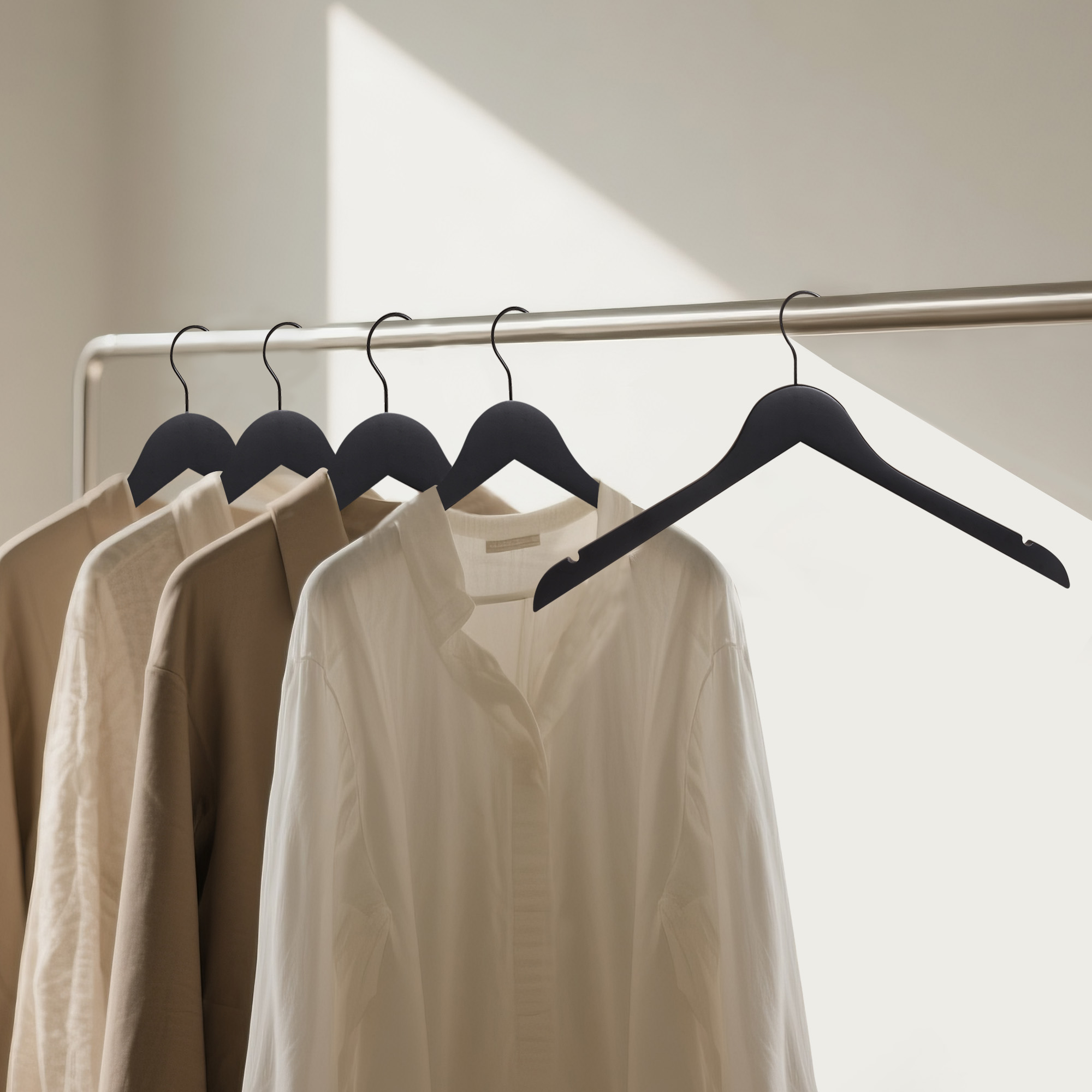 BP4U 12-Pack Premium Wooden Coat Hangers, Heavy-Duty Solid Wood Non-Slip Shirt Hangers with 360° Swivel Hook for Jackets, Suits, Shirts, Skirts(Black)
