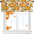 thumbnail image 5 of 54x18 Inches Fall Harvest Pumpkin Thanksgiving Window Treatment Valance Maple Leaf Sunflower Autumn Family Party Decor Kitchen Bathroom Living Room Decorations Polyester Rod Pocket, 5 of 6