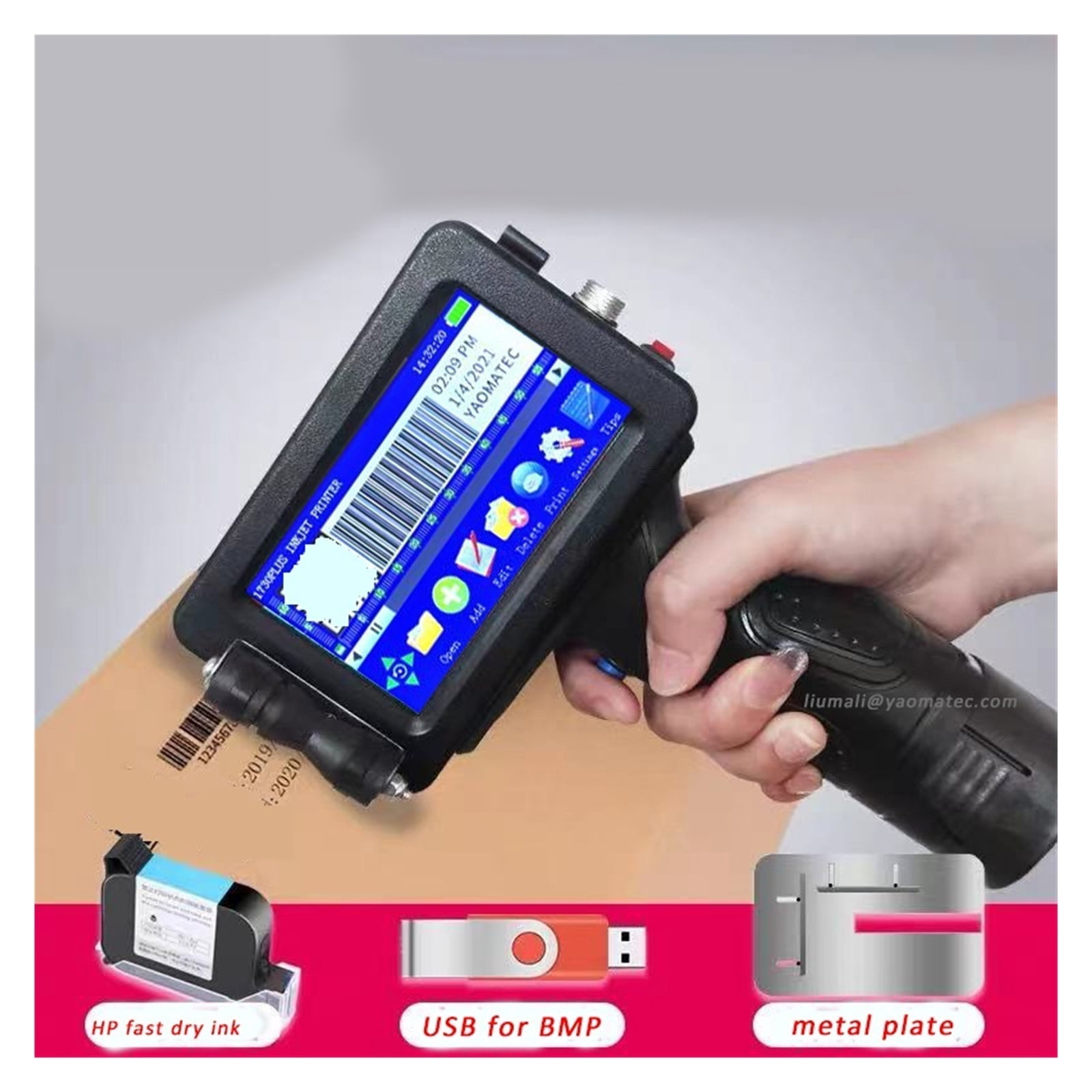 12.7mm QR Code Batch Code Number Logo Label Portable Handheld Printer Smart Thermal Inkjet Print ,Versatile Surface Compatibility
