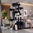 thumbnail image 7 of Globlazer 77" Large Cat Tree and Tower Condo for Indoor Cats with 6 Sisal Scratching Posts, 2 Condos, Dark Gray, 7 of 7