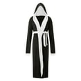 thumbnail image 5 of Hessimy Mens Hooded Robe Plush Fleece, Soft Fluffy House Coat Lounge Robe Full Length Bathrobes with Pockets(Black,XL), 5 of 5
