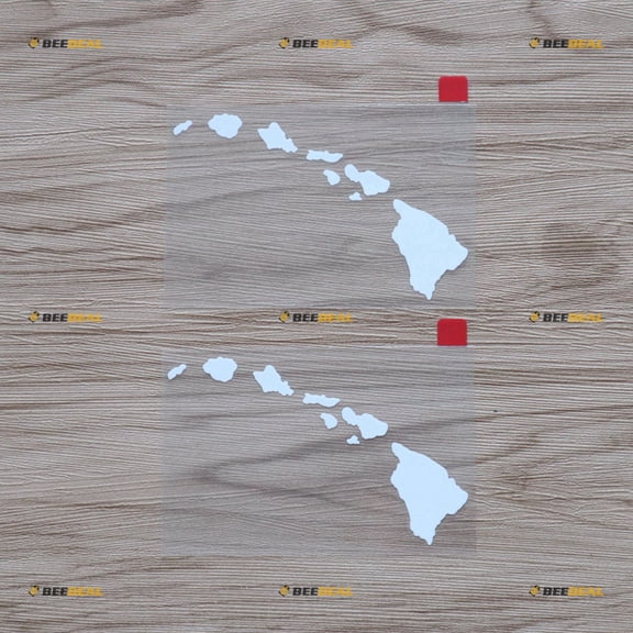 2X White 6" Hawaii Map Outline Decal Sticker Hawaiian Islands State Car Vinyl