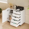 thumbnail image 3 of GALAXHERO 5-Drawer Storage Cabinet, Mobile Printer Stand Filing Cabinet for Home Office, Wood File Cabinet, White, 3 of 9