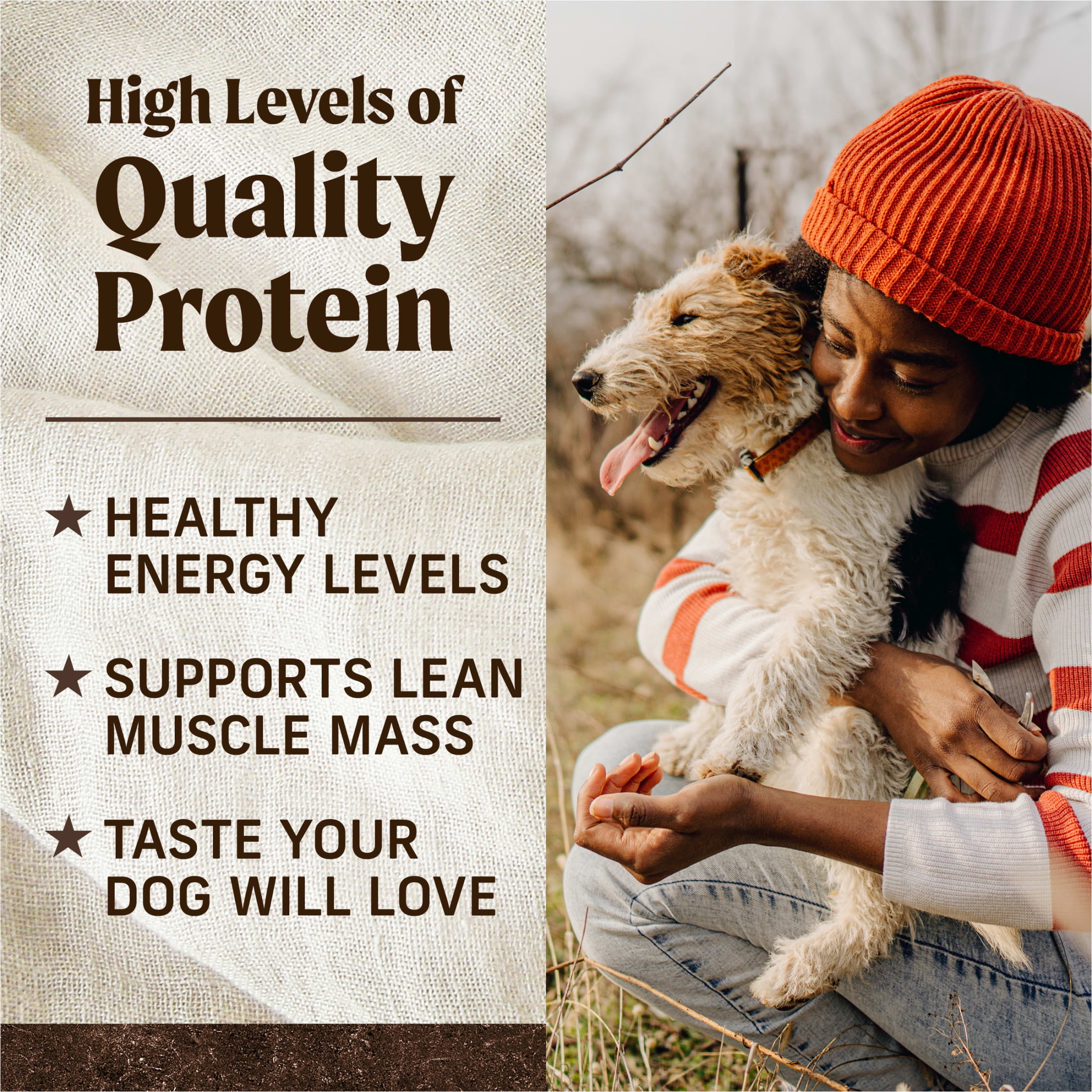 Merrick Real Bison Beef & Sweet Potato Dry Dog Food, Grain Free, 22 lb Bag