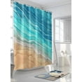 thumbnail image 5 of Aqua Ombre Coastal Waterproof Fabric Shower Curtain, Summer Nautical Beach Ocean Seaside Shower Curtain for Bathroom Curtains Bathtubs Hotel Washable Shower Curtains with 12 Hooks Small 36x78in, 5 of 6