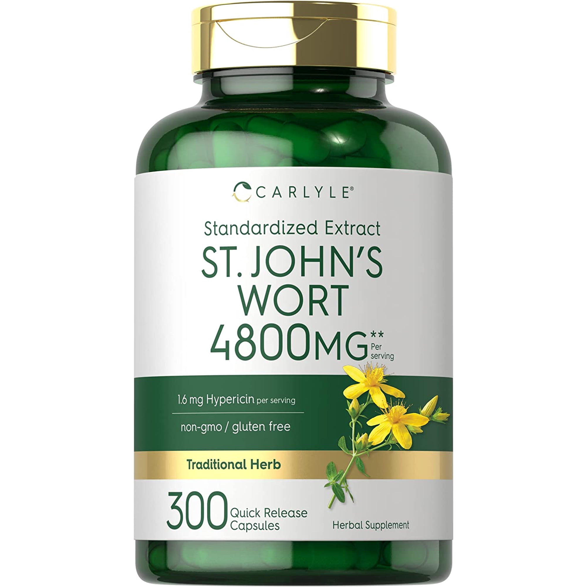 St John's Wort Extract | 4800mg | 300 Capsules for Men and Women | by Carlyle