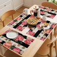 thumbnail image 5 of Pink Peony Placemats Set of 2, Flowers Black And White Stripes Linen Texture Non-Slip Place Mats Washable Table Mats for Kitchen Dining Table Decorations Indoor/Outdoor, 5 of 9
