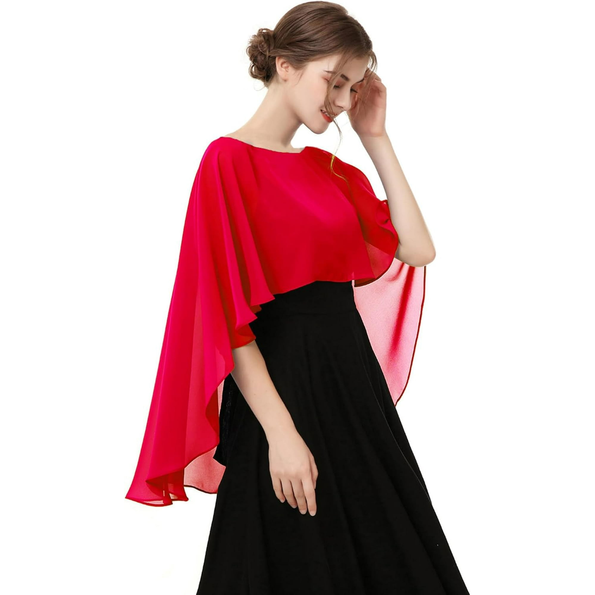 GHSDFBB Capelets pour Femmes Cape en Chiffon Châles et