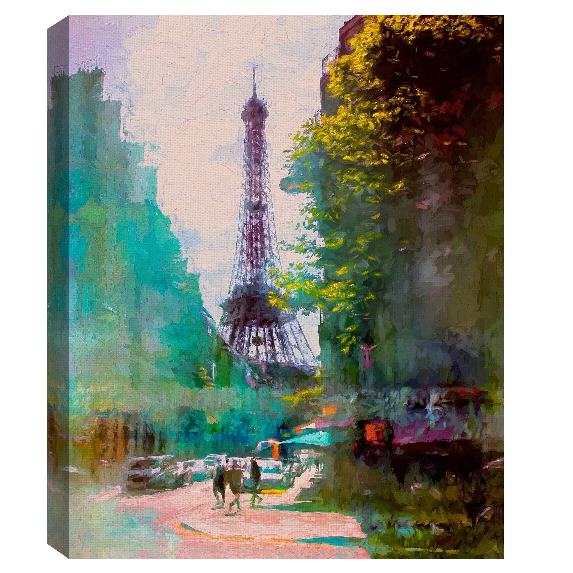 Masterpiece Art Gallery Paris Street Eiffel Tower By John Rivera Canvas Art Print 22" x 28"
