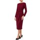 thumbnail image 4 of VESTIDO LARGO DE MANGA DE PENCIL DE KNEE LENGTH DE INSPIRE CHIC PARA MUJERES, CON CINTURA CON LAZO, PARA IGLESIA Y TRABAJO, VESTIDOS SHEATH M ROJO OSCURO, 4 of 5