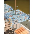 thumbnail image 2 of Outdoor Tablecloths with Umbrella Hole & Zipper, Blue Mediterranean 60x60 Inch Square Tablecloths, Vintage Moroccan Tiles Texture Waterproof Table Cloth, Patio/Pool/Picnic Table Covers, 2 of 8