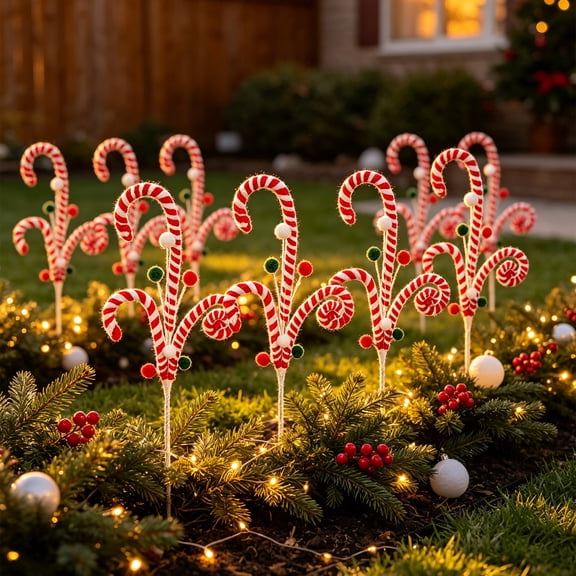 Trovenix 10 Pcs Artificial Leaves Branches Vase Fillers Home Table Warm Winter House Christmas Decor Candy Cane Pick