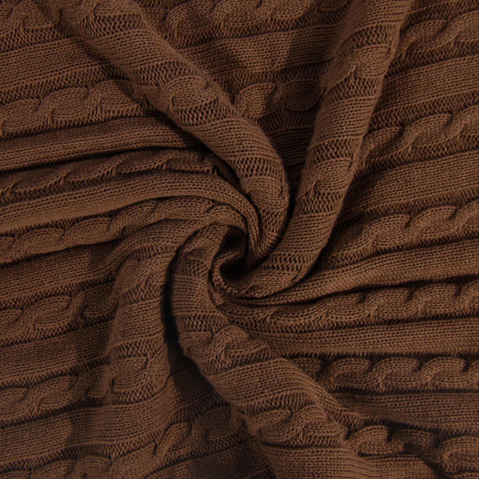 Ntbay 100% Cotton Cable Knit Throw, Super Soft Warm Knitted Blanket Home Decor, 51"x67", Brown