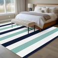 thumbnail image 5 of Turquoise Navy Blue Striped Large Area Rugs for Bedroom Living Room, Soft Non Slip Carpet Bedside Rug, Farmhouse Stripe Art Rectangular Floor Cover Kitchen Accent Rug 8'x10' for Dining Room/Office, 5 of 9