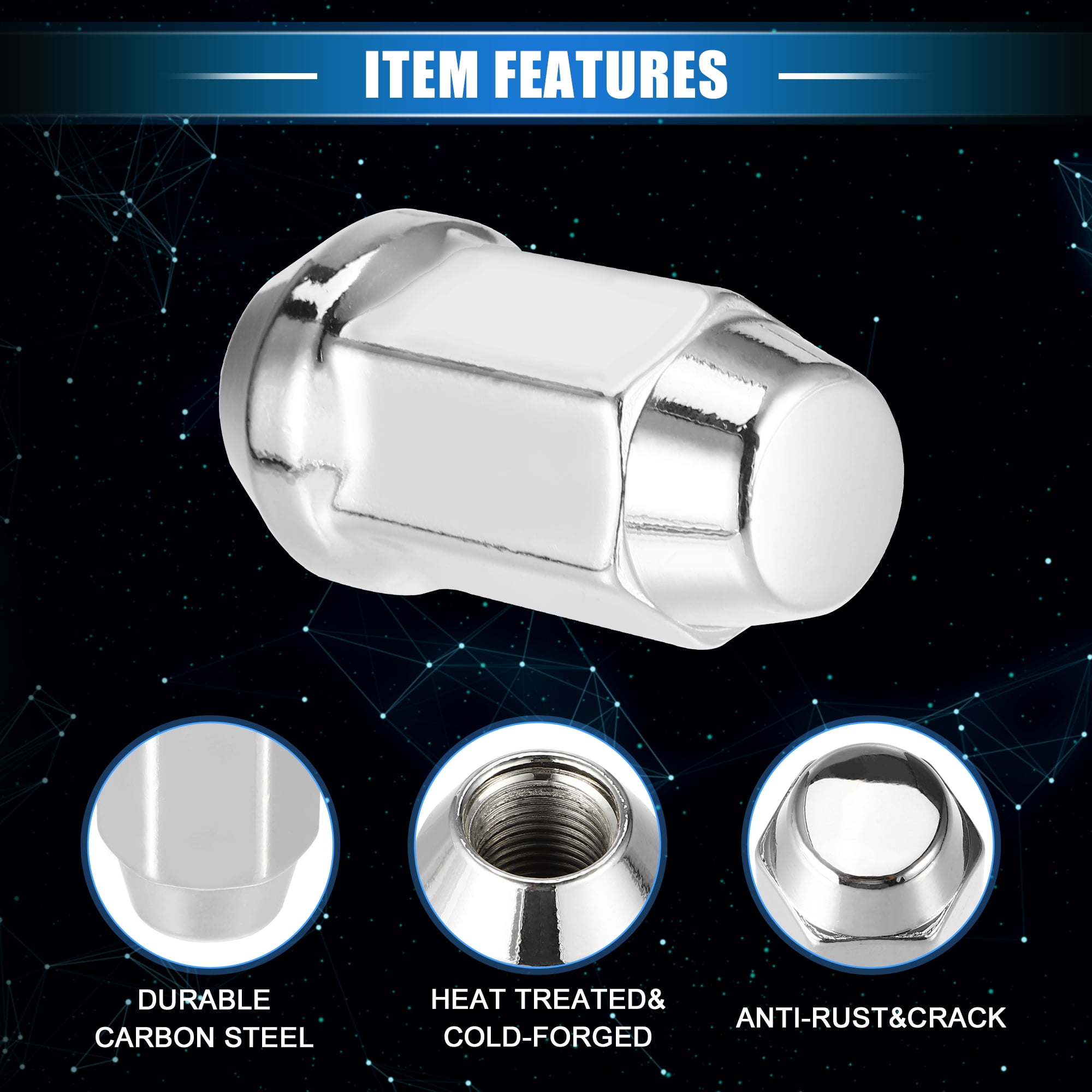 10 Pcs Wheel Lug Nuts Compatible for Ford Explorer for Lincoln MKS 1/2-20 Silver Tone Tire Lugnuts