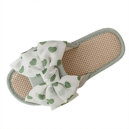 

Daznico Womens Sandals Four Seasons Cute Slippers Home Non Slip Fpir Season Cloth Cotton Colorful Slippers ( Green 9 )
