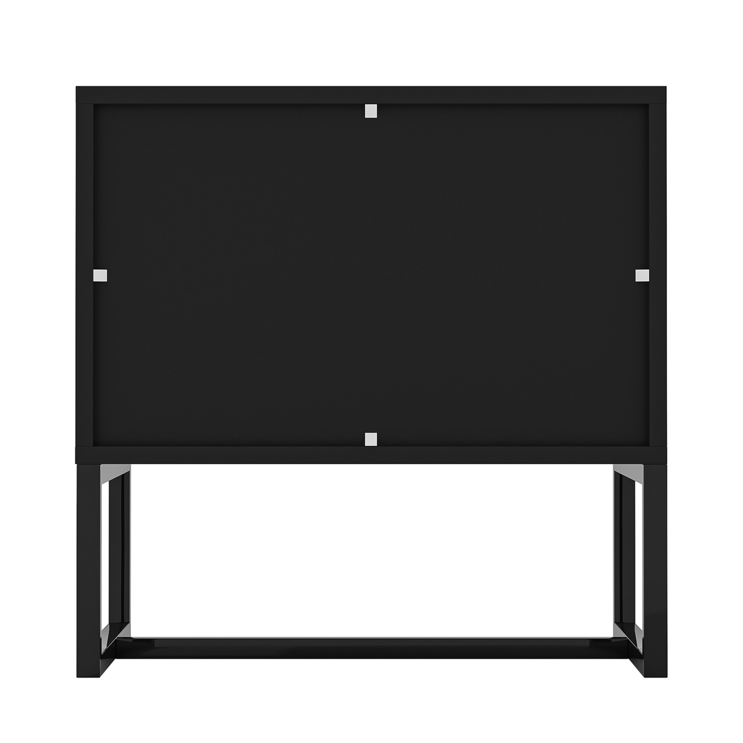 Hommoo 2 Tier Modern Nightstand, Wooden Bedside Table with Metal Leg, Night Stand Storage Cabinet, Black